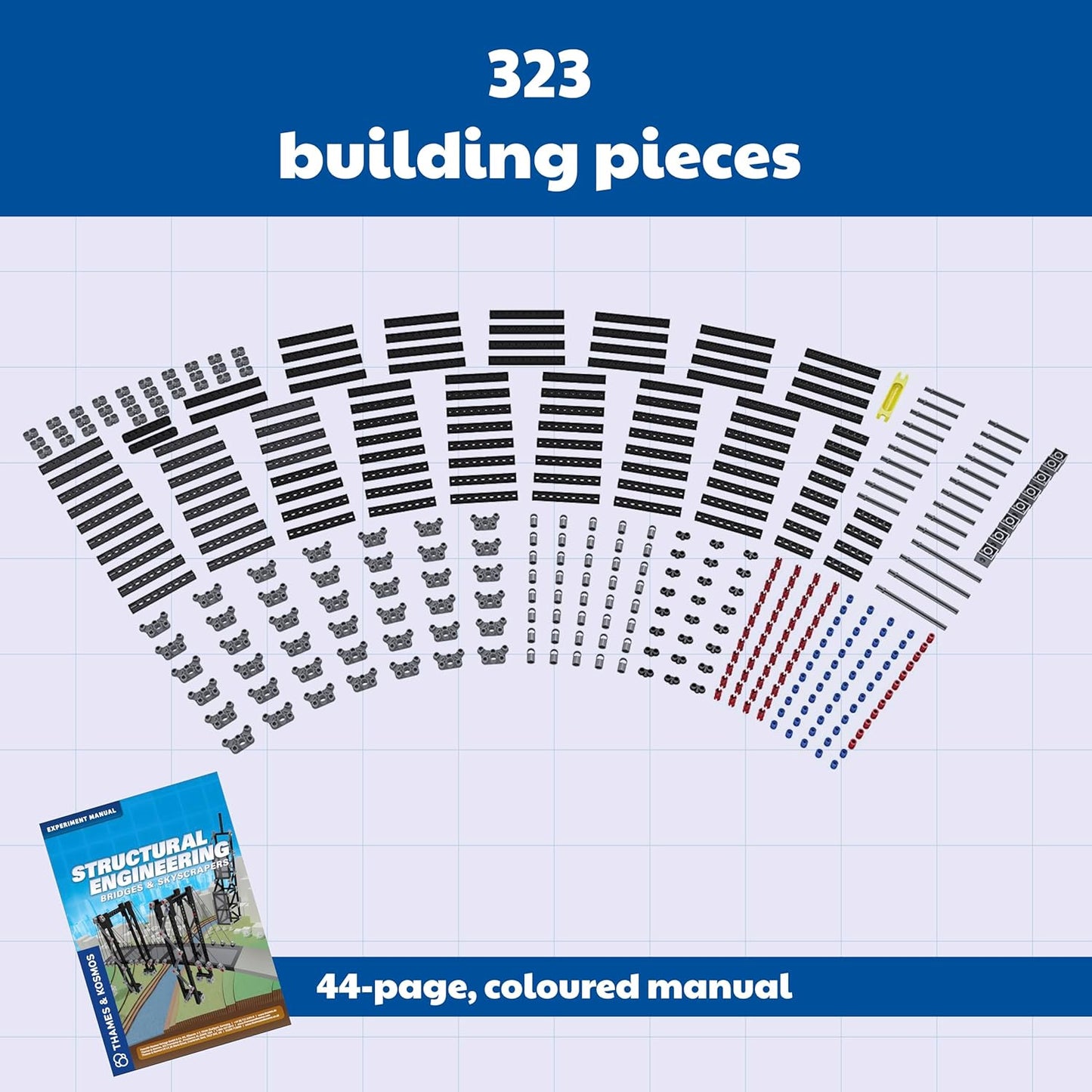Thames & Kosmos Structural Engineering: Bridges & Skyscrapers | Science & Engineering Kit | Build 20 Models | Learn about Force, Load, Compression, Tension | Parents' Choice Gold Award Winner, Blue