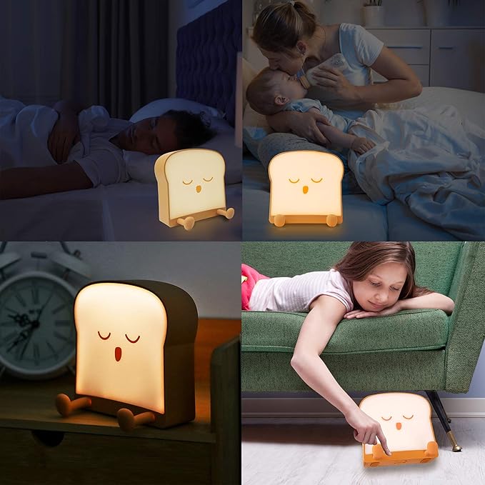 QANYI Cool Toast Bread Night Lamp, Desk Lamp Gifts for Women, Teen Girls & Adults - Men's Christmas & Graduation Gift Ideas