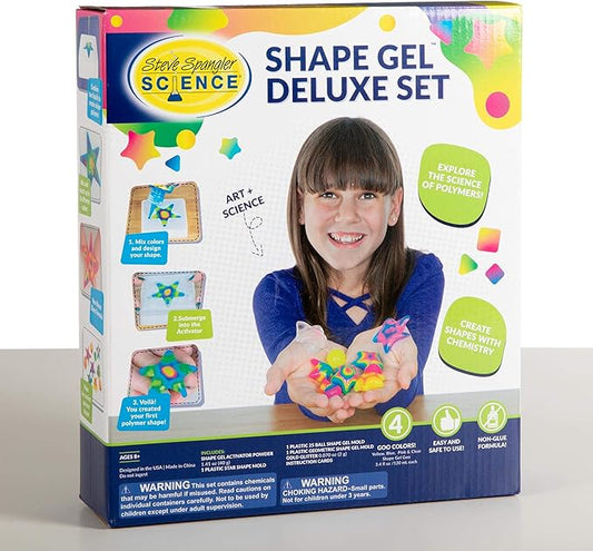 Steve Spangler Science Shape Gel Deluxe Kit – Hands-On Science Kit for Kids to Learn About Polymers, DIY Slime Kit for Classroom and Home Learning – STEM Activity for Ages 6+