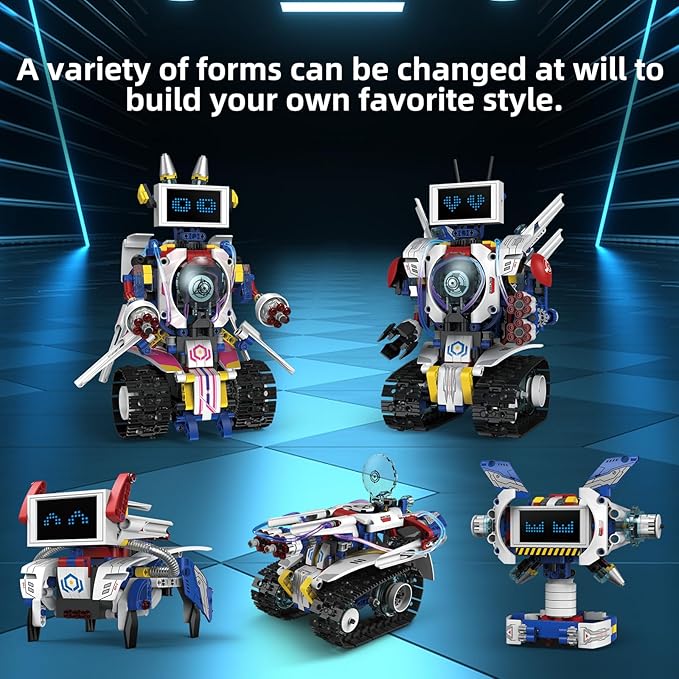 Building 5 in 1 Robot Toys for 8-12 Year Old Boys Girls, Remote & APP DIY Educational Toy Science Kits for Kids, Technic Coding Robotic Toys, Birthday Gift for 8 9 10 11 12 Years Kids (603pcs)