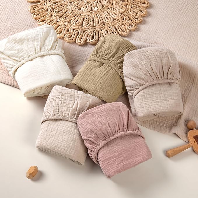 lulumoon Muslin Bassinet Sheets for Baby: Soft Bedside Sleeper Bassinet Fitted Sheets for Boys and Girls