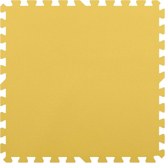 FlooringInc's 1/2" Soft Non-Toxic Baby Play Mat, Toddler Playmat, Colorful Puzzle PlayMat, Floor Mats for Kids & Babies, EVA Foam Interlocking Tiles for Nursery & Playroom | Yellow, 12 Tiles, 48 Sq/Ft