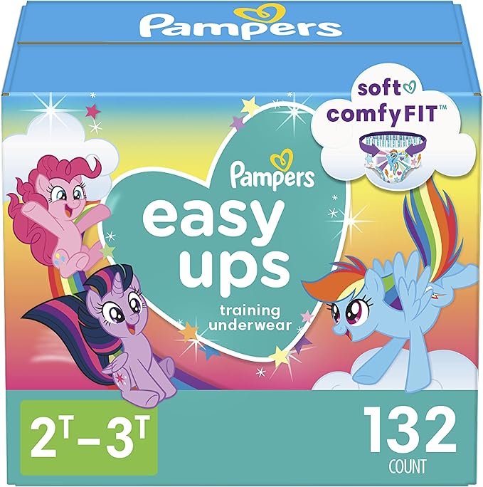 Pampers Training Pants - Easy Ups Girls & Boys - Size 2T-3T, 132 Count, My Little Pony Potty Underwear (Packaging May Vary)