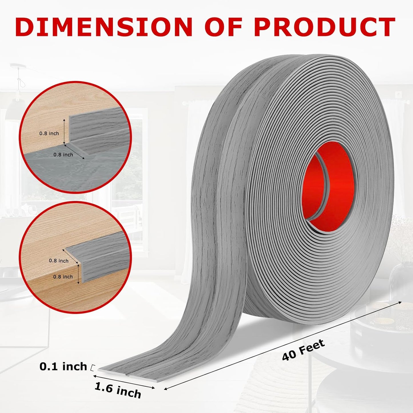 Flexible Wall Corner Protector Moulding Trim Peel and Stick Wall Corner Guards Edge Protector Self Adhesive Molding Trim Strip for Edge Ceiling (Light Gray Wood Grain, 1.6 in x 40 Ft)