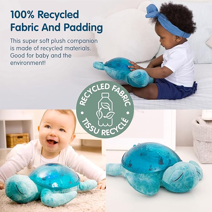 Cloud b Tranquil Turtle Aqua - White Noise Machine Baby, Baby Night Light & Portable White Noise Machine - Soothing Ocean Waves & Underwater Melodies, Cry Sensor, Rechargeable, Eco-Friendly