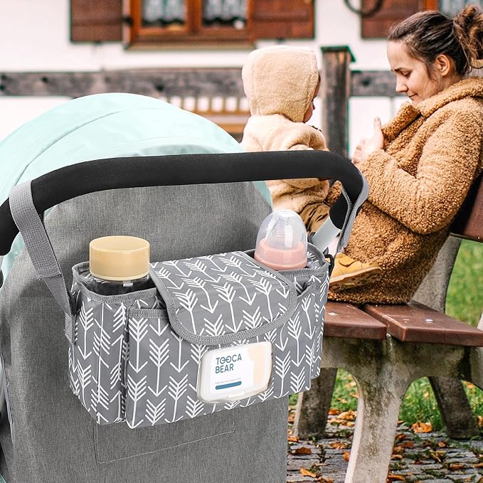 Accmor Universal Stroller Organizer with Insulated Cup Holder and Shoulder Strap, Stroller Bag Caddy Organizer Stroller Accessories for Uppababy, Baby Jogger, Nuna, Doona, Britax Strollers