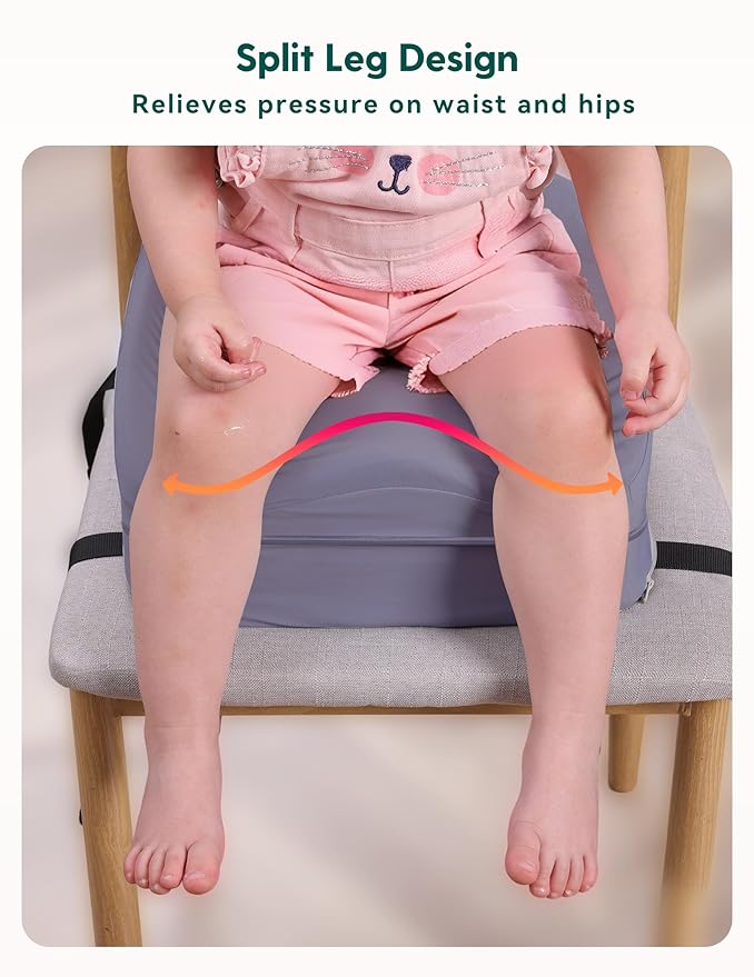 Babelio 2-in-1 Ergo-Designed Booster Seat for Kitchen Chair, Promote Proper Upright Posture, Toddler Booster Seat for Dining Table, Removable & Washable Cover, for 18 Months to 5 Years, Dark Grey