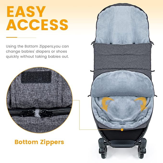 Orzbow Warm Bunting Bag Universal,Christmas Gifts Stroller Sleeping Bag Cold Weather,Waterproof Toddler Footmuff (Dark grey)