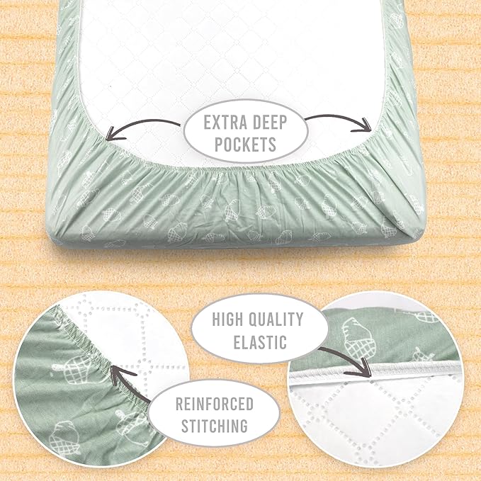 Bublo Baby 100% Organic Cotton 3 Pack and Play Sheets Fitted 38x24 – Soft Breathable Mini Crib Mattress Sheets for Baby, Portable Crib Sheets for Playpen or Travel Crib