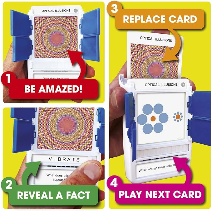 100 PICS Optical Illusions - Perfect Stocking Stuffer for Teens and Kids |100 Mind-Blowing Illusions | Contains 50 Cards in a Slide Reveal case | Ideal Gift for Travel