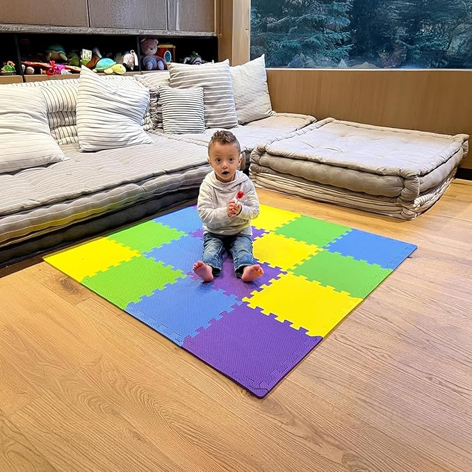 MioTetto Baby Play Mat, Soft Foam Floor Tiles for Kids. Adjustable Interlocking Foam Tiles, Fits with 50x50 Playpen Baby mat for Crawling & Development, Safe & Non-Toxic Playmat for Babies 6-12 Months