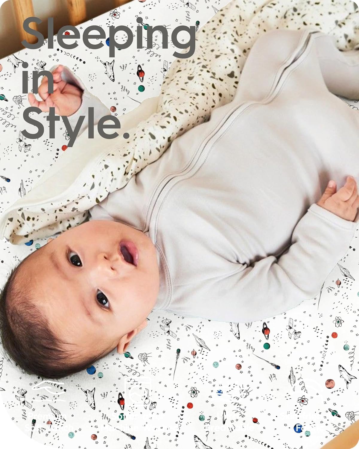 Pack and Play Sheets Fitted, Ultra Soft Mini Crib Sheets Boy, Neutral Pack N Play Mattress Sheets Hypoallergenic and Soothing, Premium Jersey Playard Sheets, Galaxy Space, 2 Pack