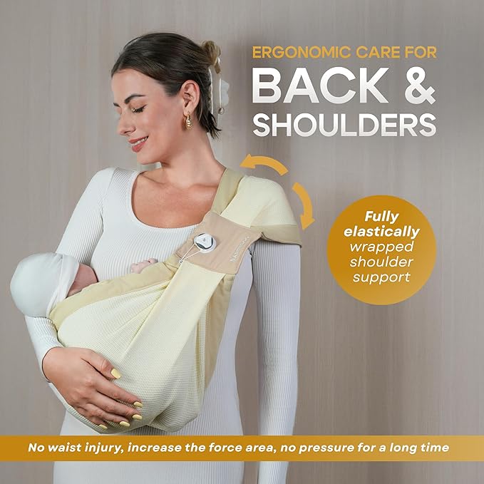 Baby Sling Carrier 8-30 lbs, Newborn Nursing, Toddler Carrier with Safety Buckle, Knob Tech Baby Closer, Adjustable Shoulder Strap, Portable and Lightweight (Gray)