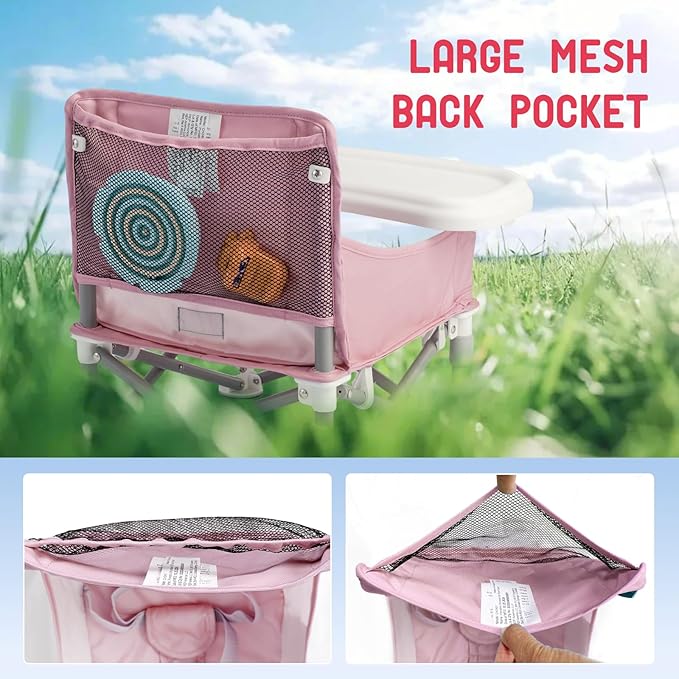 Tiny Marvels Portable 3-in-1 Baby Chair – Cozy Toddler Chair, Baby Seat with Tray, Booster Seat – Compact, Foldable, Safe with Child Safety Belt Carry Bag – Perfect for Travel & Family Time