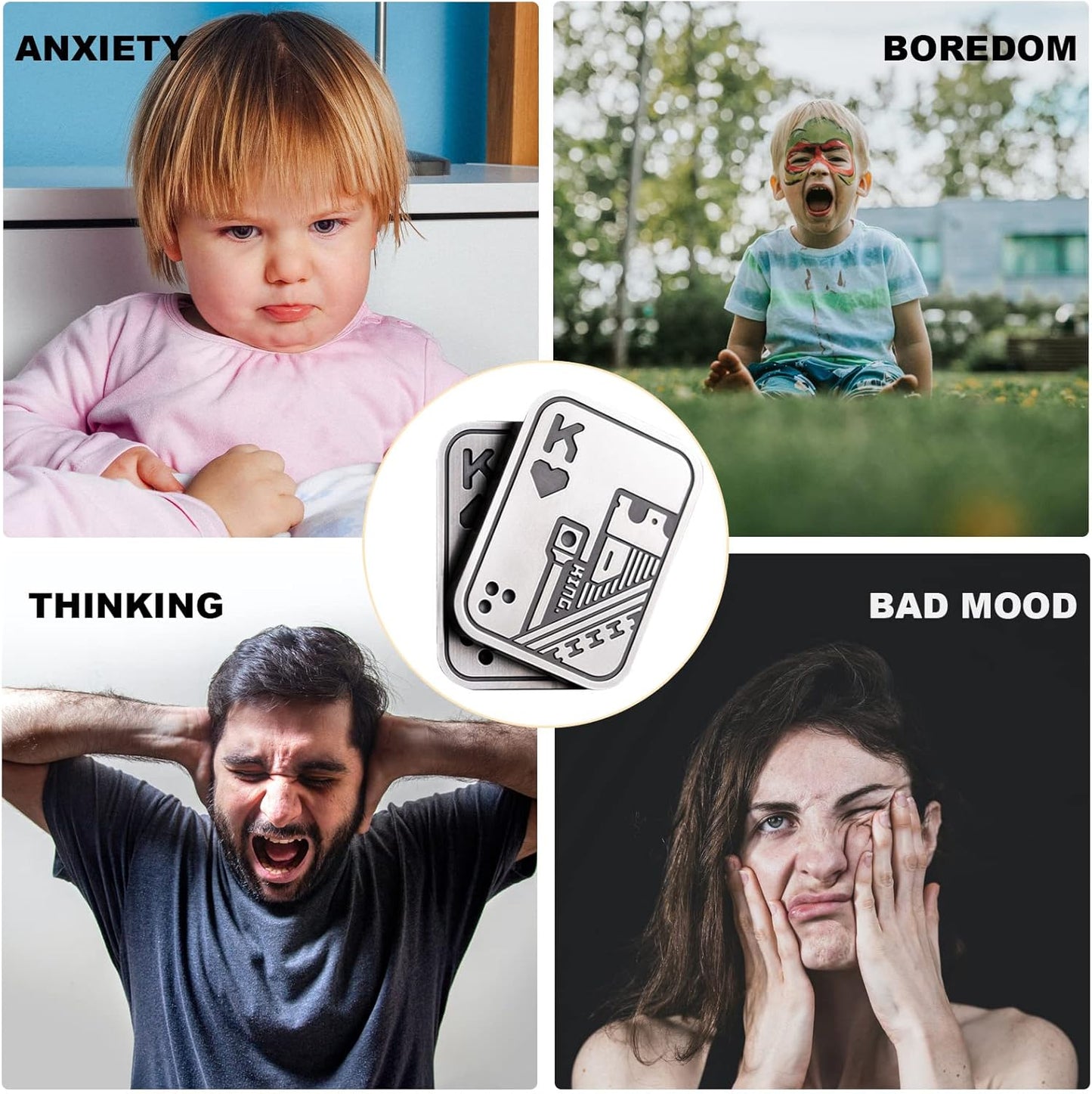 New Decompression Metal Poker Fidget_Slider，Manually Rotate Adult Office Decompression Toys to Relieve Pressure, Tabletop Toys for Adults and, Pressure Novel Toy Gift for Kids or Friends (silveryKK)