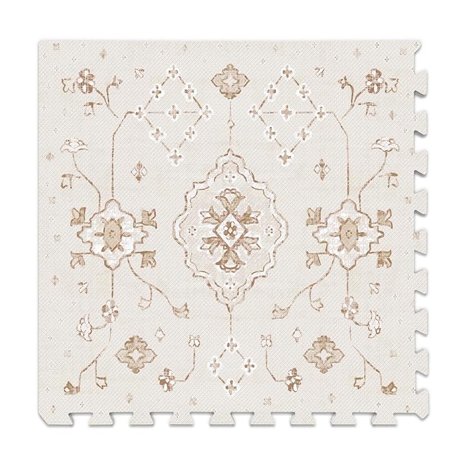 Lillefolk Baby Play Mat for Floor – 6x8ft Vintage Vanilla | Soft Non Toxic Premium EVA Foam Tiles for Tummy Time, Crawling & Playroom – Waterproof Floor Mat for Babies & Toddlers (12 Tiles)