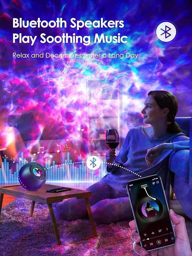 【Gift Package & Birthday Gift】 15 Colors/ 360 Lighting Modes /15 White Noise/Bluetooth Speaker Galaxy Projector Nebula Projector, Galaxy Lights for Bedroom, Gifts Room Decor for Teen Girls Boys