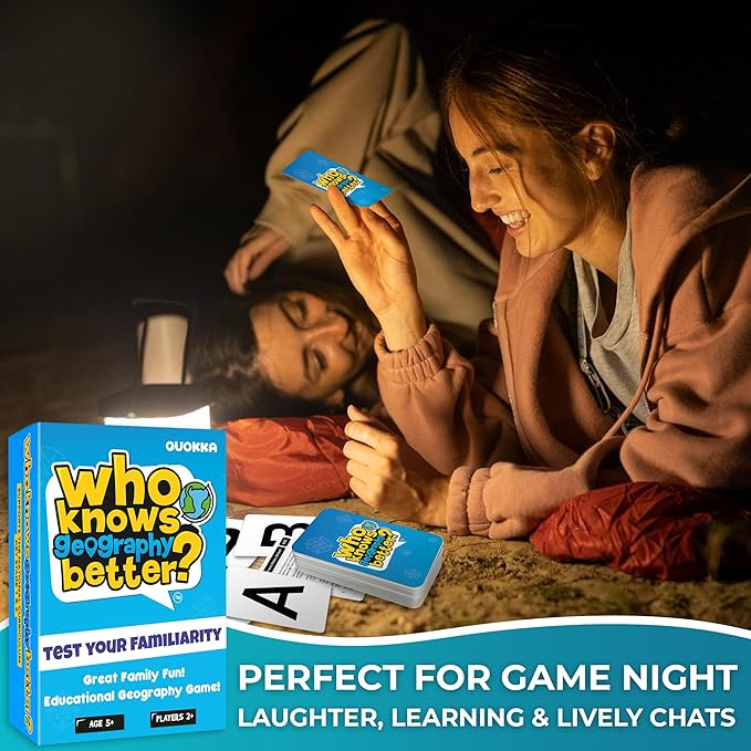 QUOKKA Who Knows Better? - Geography - Family Card Trivia Game | Fun Learning & Educational Questions for Families | Suitable for Boys & Girls