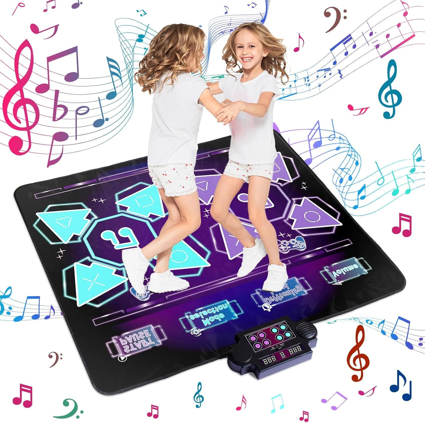 Double Dance Mat Ideas for Dance Challenge Palymat, Optional Single & Double Player Game Modes, Built-in Music, Three Levels of Difficulty Toys Gift for Ages 3-12 (Special Edition)