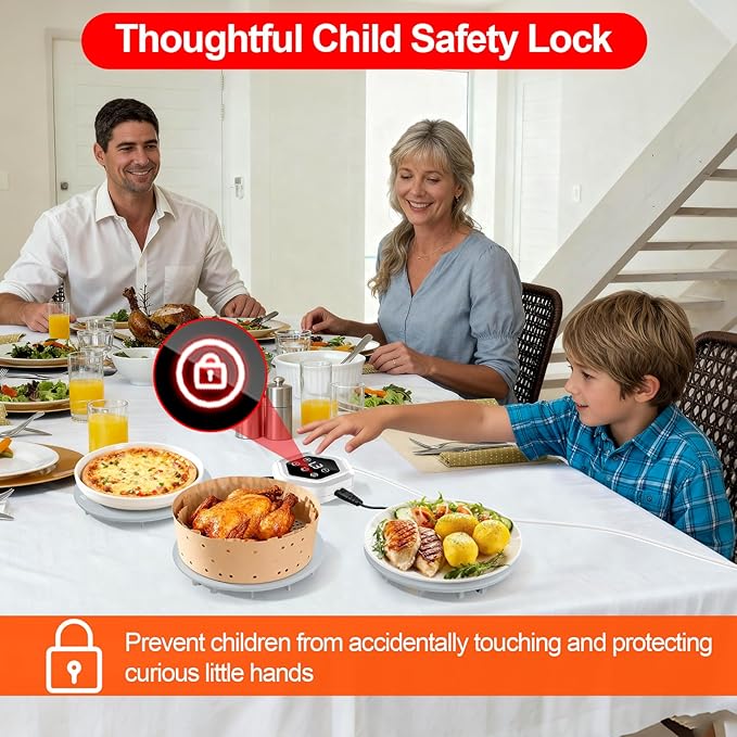 Warming Mat for Food,Upgrade 6-Pad Food Warming Mat,Fast Heating Silicone Warmer Tray with 3 Level Temperature & 3 Timer,Warmer Pad Chafing Dishes Hot Plate for Buffet Parties Gatherings Home Travel