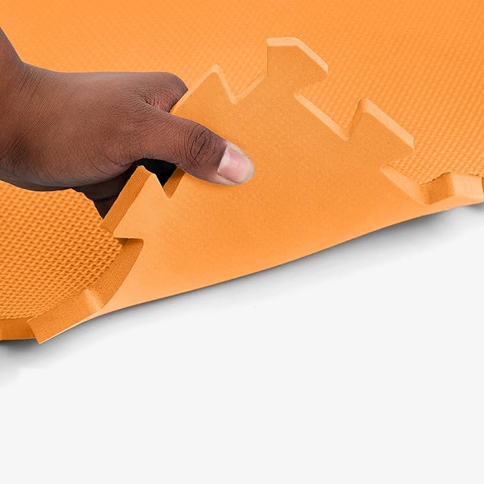 FlooringInc's 1/2" Soft Non-Toxic Baby Play Mat, Toddler Playmat, Colorful Puzzle PlayMat, Floor Mats for Kids & Babies, EVA Foam Interlocking Tiles for Nursery & Playroom | Orange, 20 Tiles, 80 Sq/Ft