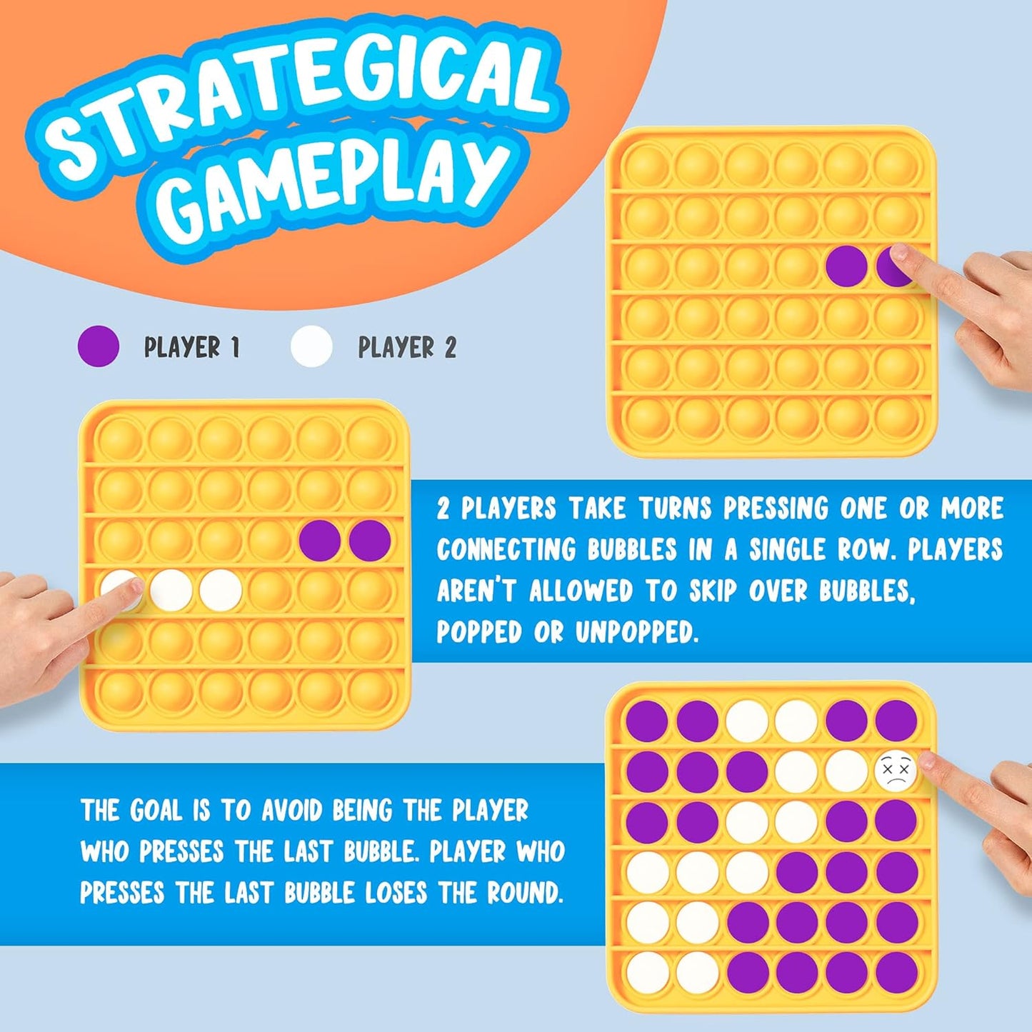 Push Pop Fidget Toy, 4-Pack Push Pop Bubble Fidget, Square Push Pop Bubble Sensory Fidget Toy, Pastel Pink, Mint, Yellow, Purple, Party Favors