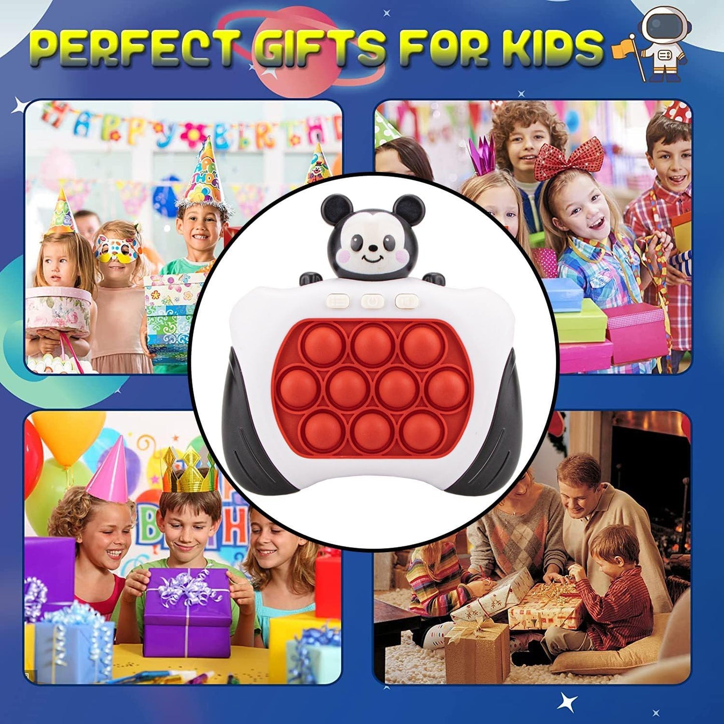 Fast Push Bubbles Pop Fidget Toy It Game, Quick Push Light Up Pop Interactive Sensory Toy, Fast Push Button Game for Kids Adult, Stress Relief Handheld Game Present Toy for 3 4 5 6 7 Years Boy Girl