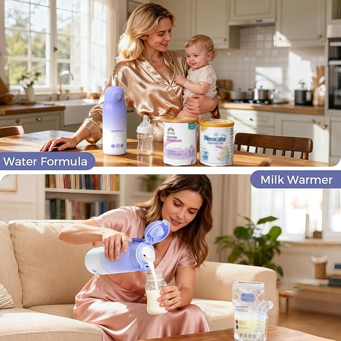 Portable Bottle Warmer for Travel, Dual Heating Modes for Breastmilk & Water Formula, Milk Warmer On The Go with Fast Heating & Long Battery Life, 10 Ounces Large Capacity