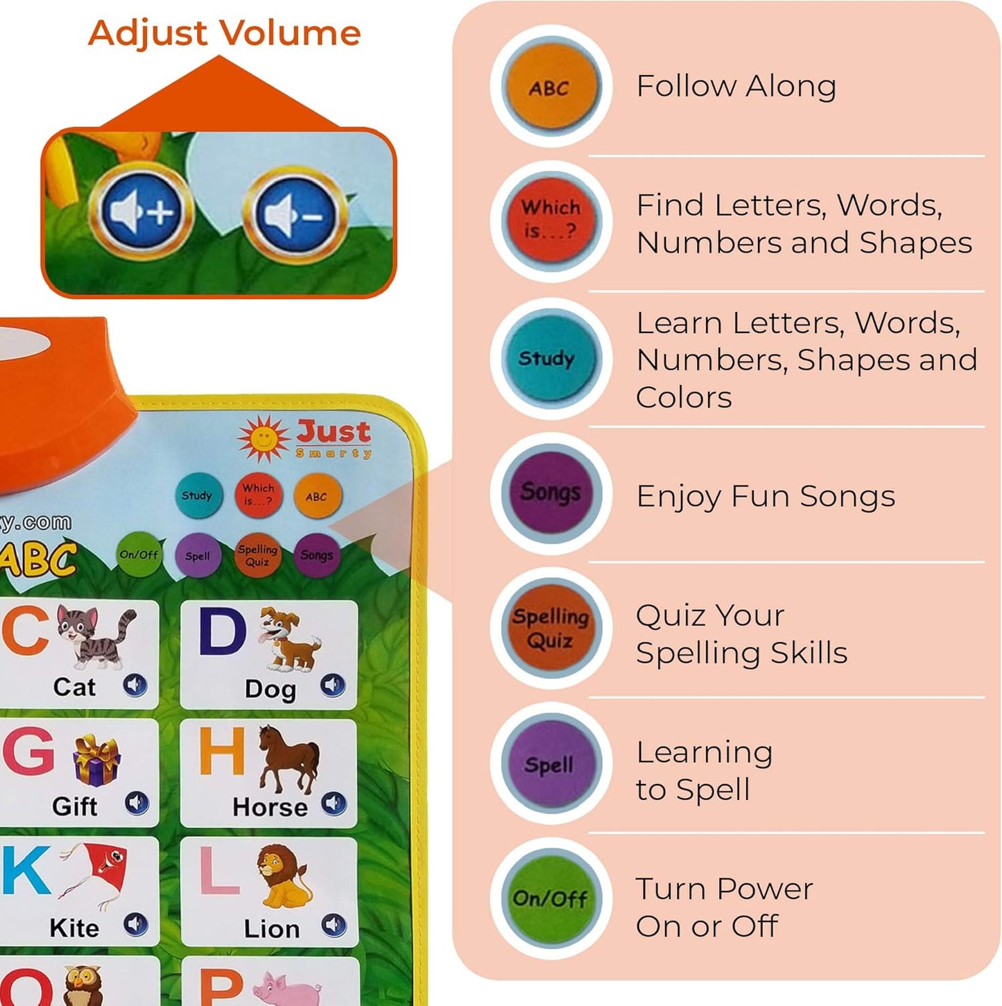 Just Smarty Interactive Learning & Education Toys for 2+ year old | Alphabet Learning Toddler Toys Age 1-2 | Learning Toys for 1 + Year Old Boys and Girls | ABC Baby Learning Toys 12-18 Months