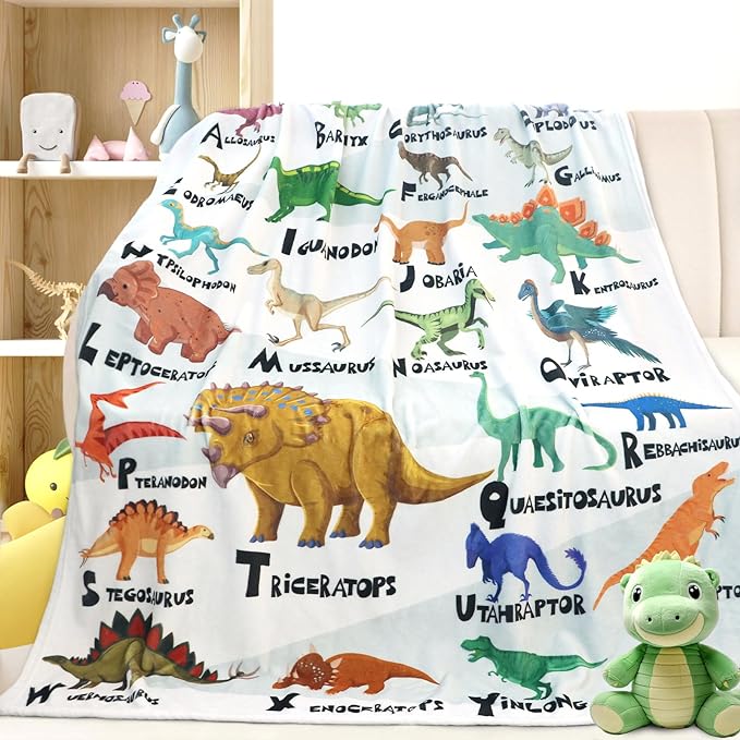 Dinosaur Blanket for Boys Teens Girls Soft Cozy Flannel Warm Kids Gifts Dinosaurs Room Decor Dino Throw Blanket for Couch Sofa Bed 50"x60"