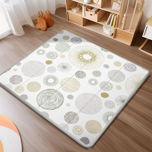 Foldable Baby Play Mat, PIGLOG 50X50 Waterproof Playpen Mat for Babies and Toddlers Kids, Safe Foam Playmat for Tummy Time, Reversible Playmats, Portable Baby Floor Mat for Infant, Toddler, Circle