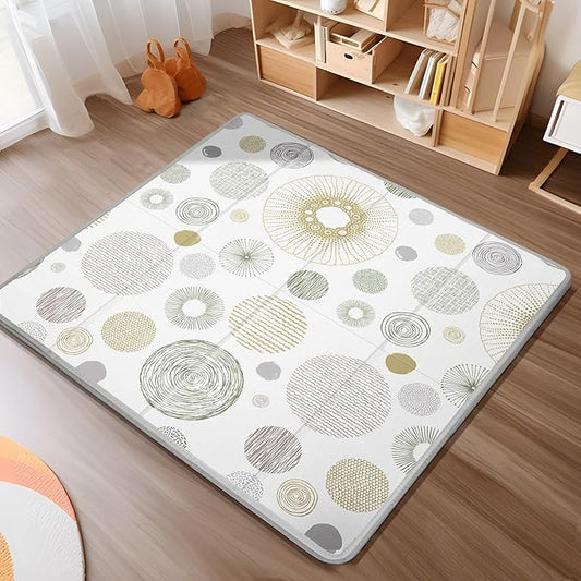 Foldable Baby Play Mat, PIGLOG 50X50 Waterproof Playpen Mat for Babies and Toddlers Kids, Safe Foam Playmat for Tummy Time, Reversible Playmats, Portable Baby Floor Mat for Infant, Toddler, Circle