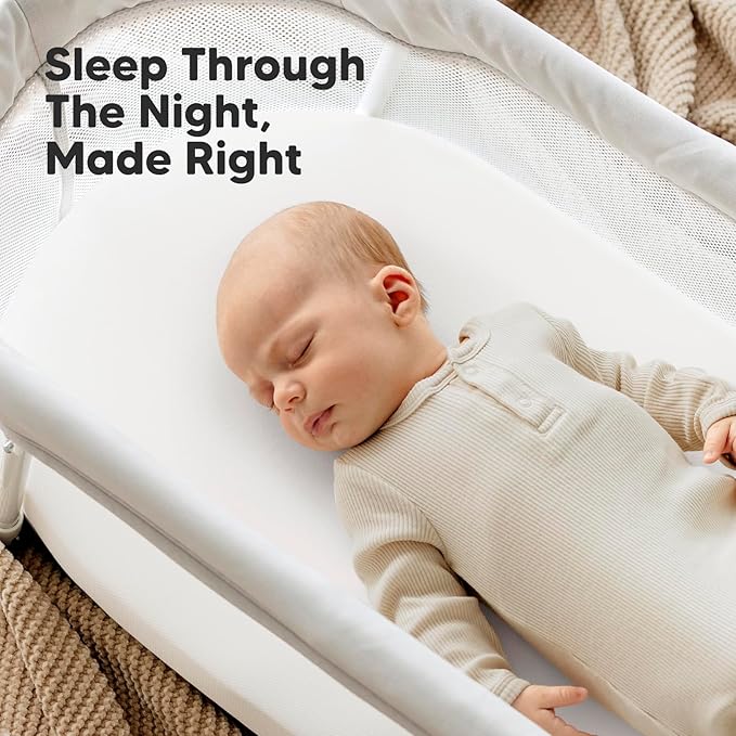 2-Pack Organic Bassinet Sheets for Girls, Boys - 100% Cotton Bassinet Mattress Sheets Compatible with Halo Bassinest Swivel Sleeper,Graco,Baby Delight,Chicco,Unisex Fitted Bassinet Sheets(Soft White)