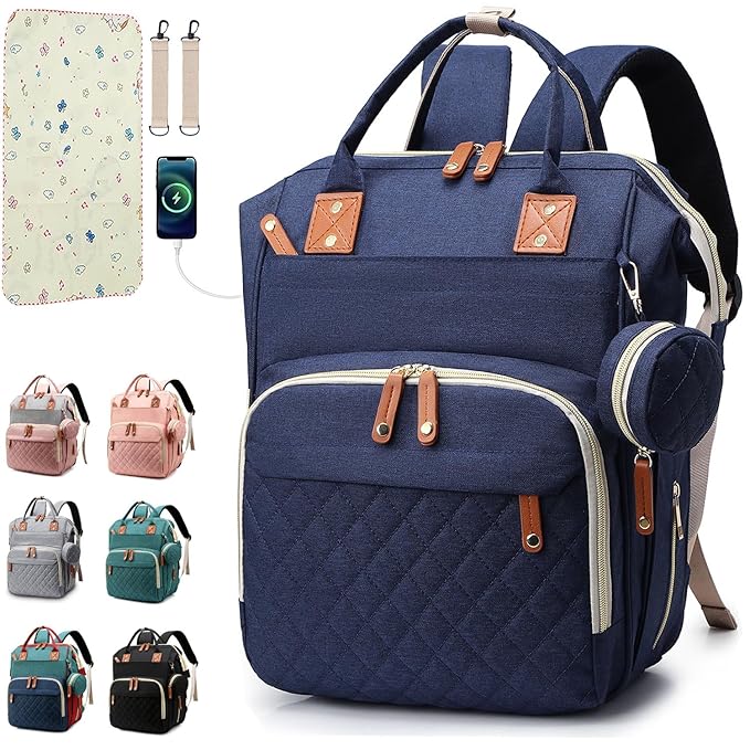 Diaper Bag Backpack Baby Bag, Baby Girl Boy Diaper Bag for Dad Mom with Pad, 16 Pockets, Pacifier Case, Large Diaper Bags Unisex for Travel (Blue)