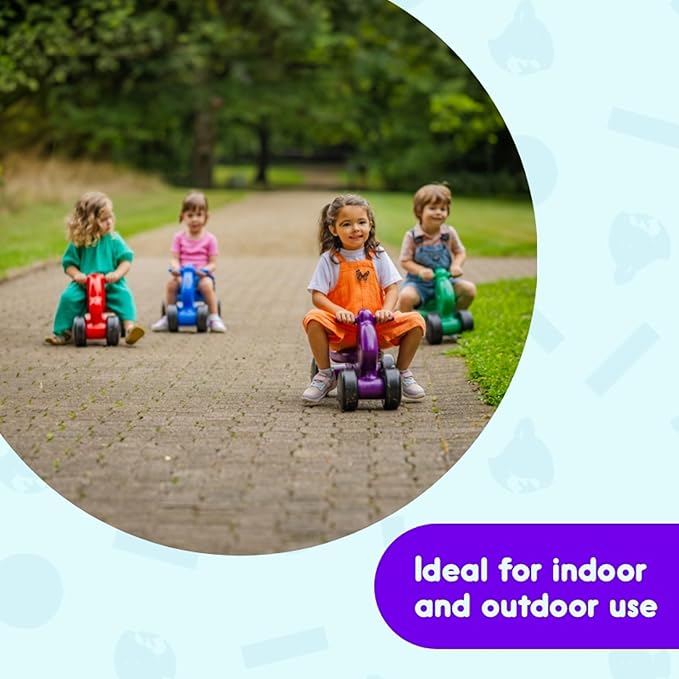 Careplay 2-in-1 Squirrel Push & Ride-on Toy, Indoor & Outdoor Use, Low Profile Seat, Recommended for Children up to 50lbs, Durable Construction, Made in The USA, Purple