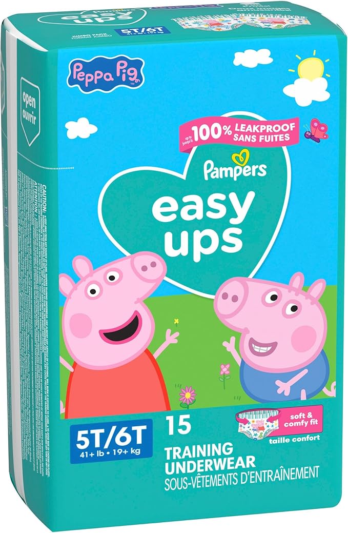 Pampers Training Pants - Easy Ups Girls & Boys - Size 5T-6T, 15 Count, Peppa Pig Potty Underwear (Packaging May Vary)