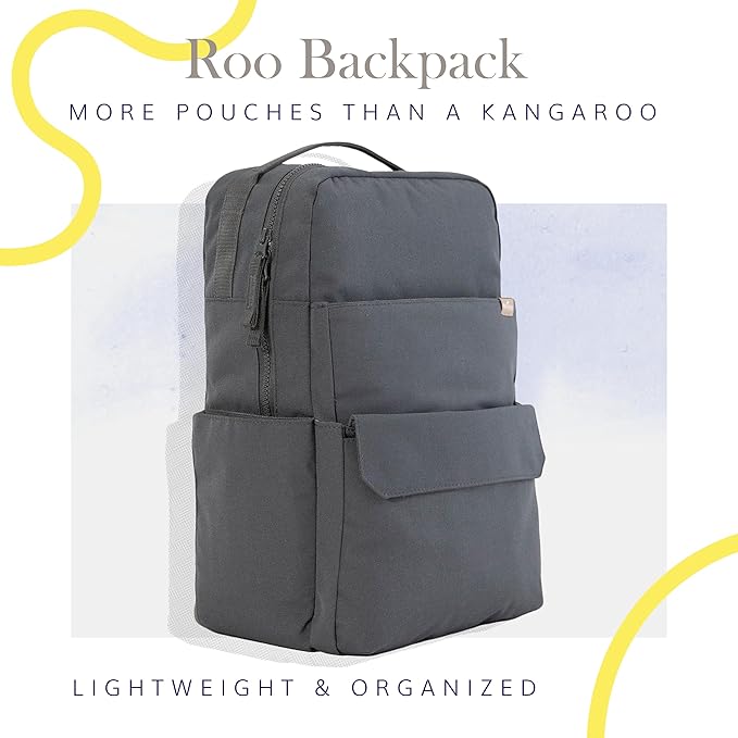 RED ROVR Roo Lightweight 1 LB Diaper Bag Backpack | 11 organizational pockets| Durable & Water-Resistant (Charcoal)