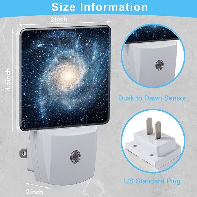 Space Scene with Stars in Galaxy Plug in Night Light with Auto Dusk to Dawn Sensor,Warm Night Lights for Boys Girls Bedroom Bathroom Hallway Kids Room Gifts