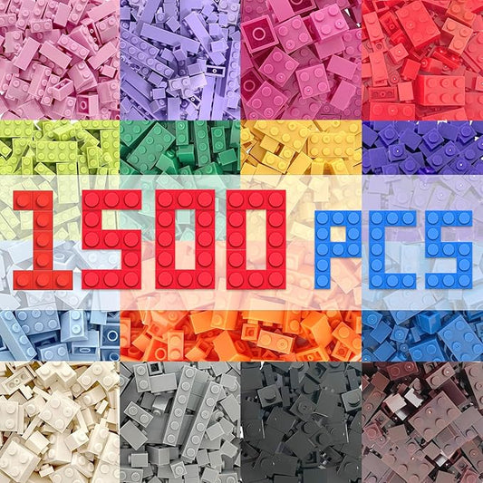 1500 Pieces Classic Building Bricks in 15 Popular Colors and 12 Mixed Shapes, Creative Small Building Blocks Set Learning Educational Toy Gift for Kids, Compatible with All Major Brands