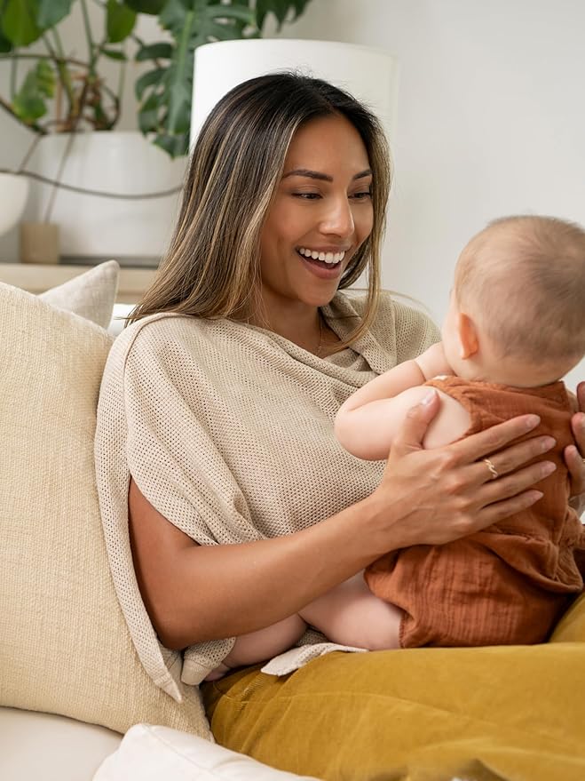 We are Amma | The Cocoon™ - Newborn Essentials Must Haves: Nursing Cover for Breast Feeding Essentials | Nursing Sweater Used as Breastfeeding Cover (Natural, One Size)