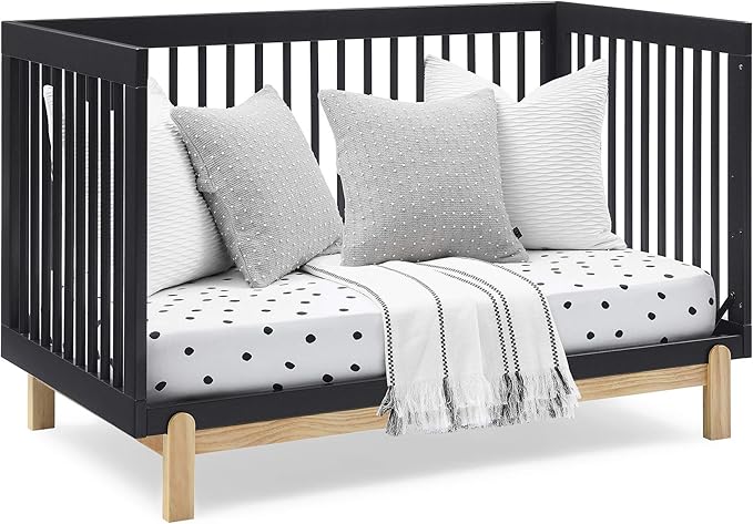 Delta Children Poppy 4-in-1 Convertible Crib, Midnight Grey/Natural