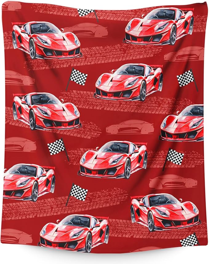Racing Car Blanket for Kids Throw Blankets for Boy Men, 40x50 Inches Lightweight Cozy All Season Cool Car Decor Throw for Sofa Couch Bed Office