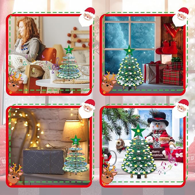 Christmas Tree Soldering Projects, PEMENOL DIY X-mas Tree SMD Soldering Practice Kit, 73 Pcs WS2812B RGB LEDs with 6 Types of Light Effects Music for Christmas Desktop Decoration College