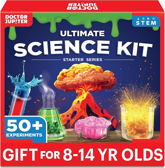 Doctor Jupiter Ultimate Science Kit, Chemistry Set for Kids Ages 8-10-12-14 | Birthday Gift Ideas for Boys & Girls 8,9,10+ Years Old | STEM Toy with 50+ Experiments | Learning & Educational Projects
