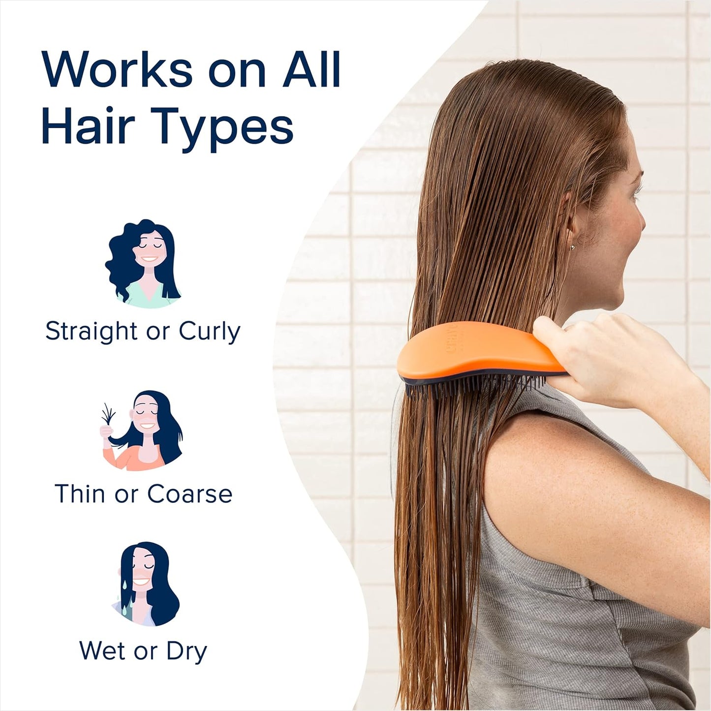 Crave Naturals Glide Thru Hair Brush - Detangler Brush for Curly, Straight, Wet or Dry Hair - Gentle Detangling Brusheses for Adults, Kids, Toddlers - Hair Accessories for Women, 7.5"x3" - Coral