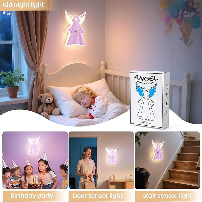 Color Changing Night Light with 8 Static & 10 RGB Modes, USB Rechargeable, Motion-Sensing – Perfect Kids Gift for Bedrooms & Playrooms