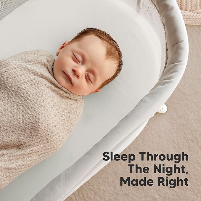 2-Pack Organic Bassinet Sheets for Girls, Boys - 100% Cotton Bassinet Mattress Sheets Compatible with Halo Bassinest Swivel Sleeper, Graco, Baby Delight, Chicco, Unisex Fitted Bassinet Sheets (Sage)