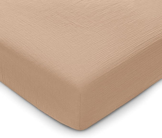 Comfy Cubs 100% Muslin Cotton Fitted Crib Sheet - Soft, Standard & Breathable Crib Sheets for Toddler Mattress - Snug Fit, Secure Elastic with Beautiful Packaging for Boys & Girls - Cedar