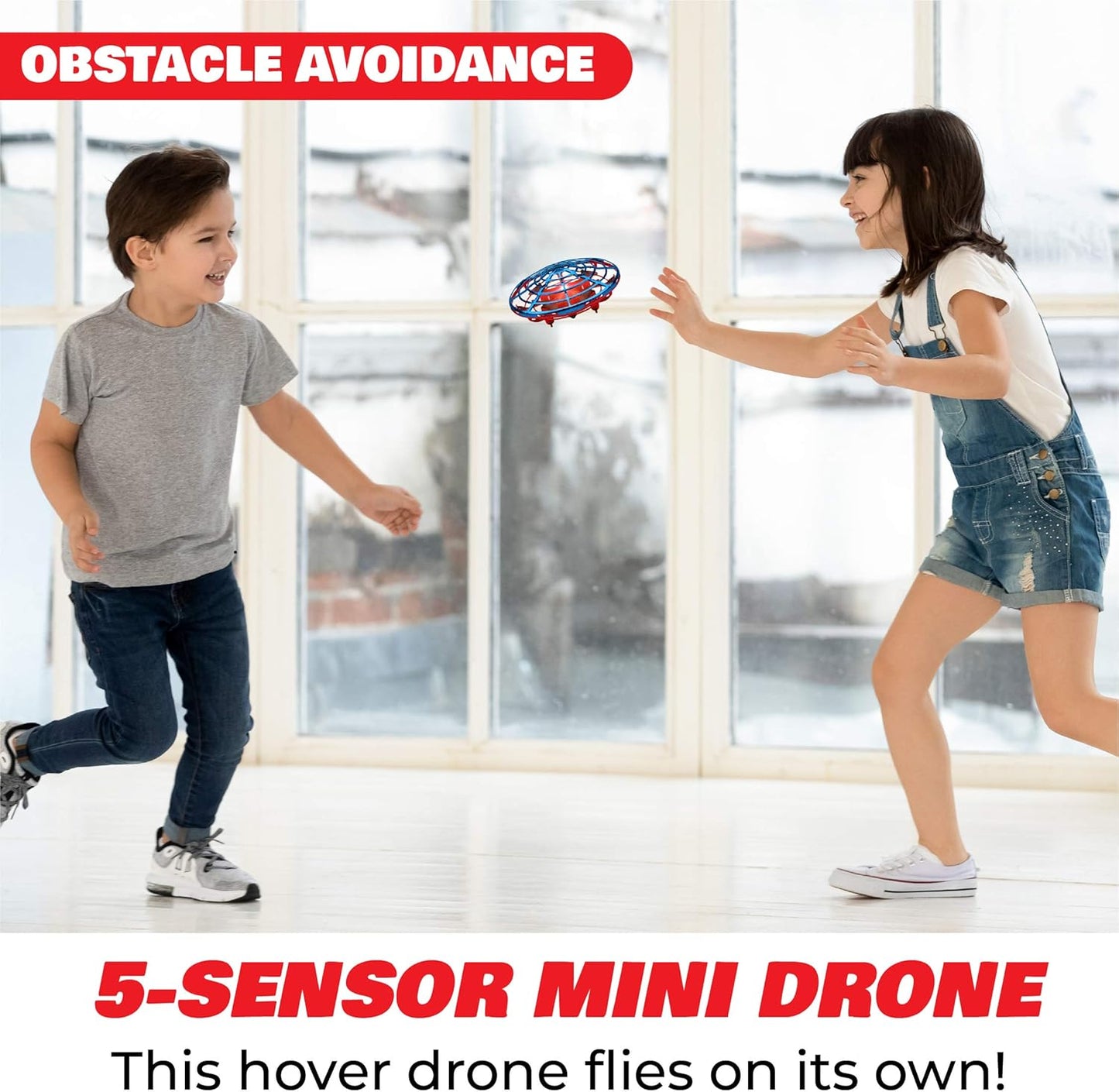 Force1 Scoot Combo Hand Operated Drone for Kids or Adults - Hands Free Motion Sensor Mini Drones, Easy LED Indoor Rechargeable UFO Flying Orb Ball Drone Toys for Boys and Girls (Red/Blue)