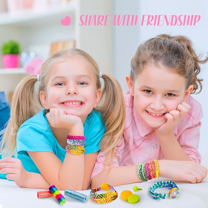 GIRLINK Kids Bracelet Making Kit - DIY String Bracelet Craft with Colorful Strings & Clasps | Safe Jewelry Maker Toy for Girls Ages 6-12 | Ideal Children's Day Gift, Birthday Gift Idea for Kids